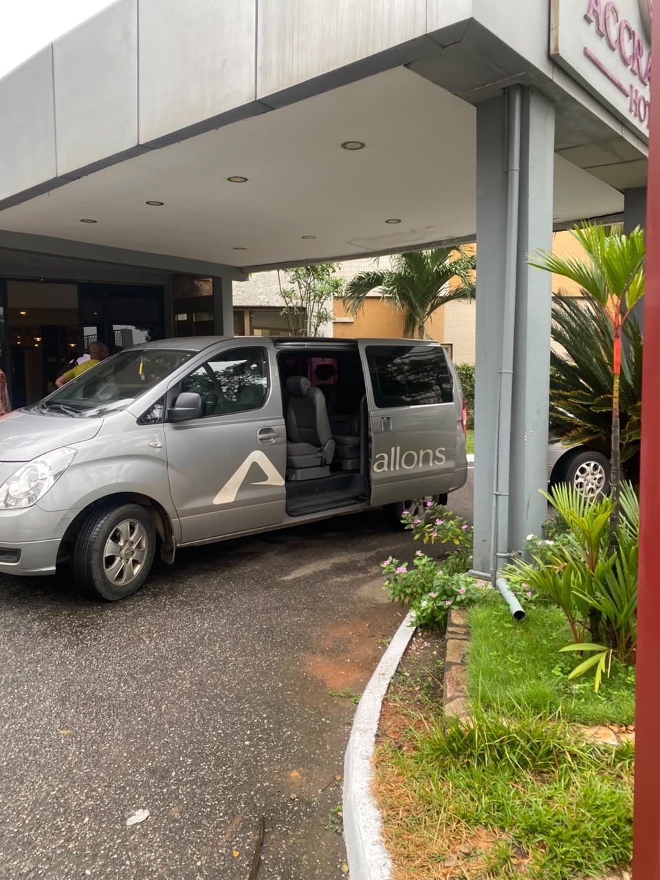 Allons van staged at a venue entrance