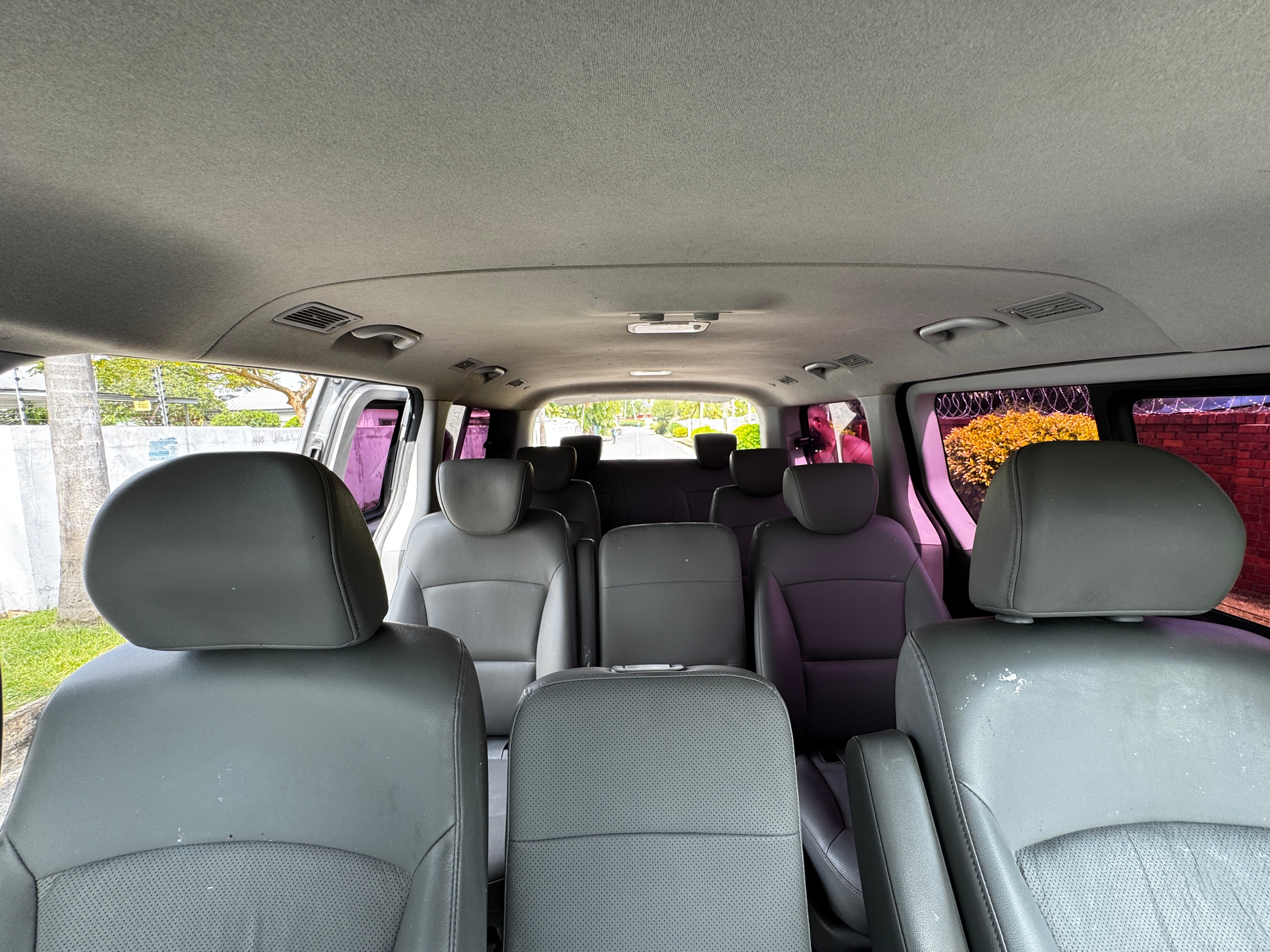 Spacious leather seating inside the Allons van